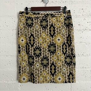 Van Heusen Womens Skirt 8 Green Pencil Straight Geometric Zipper Lined H5